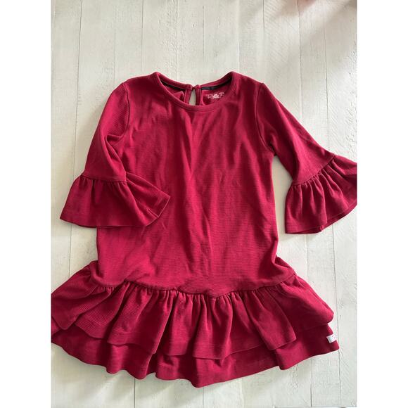 RuffleButts Burgundy Twirl Dress Size 5 VGUC - Picture 1 of 4